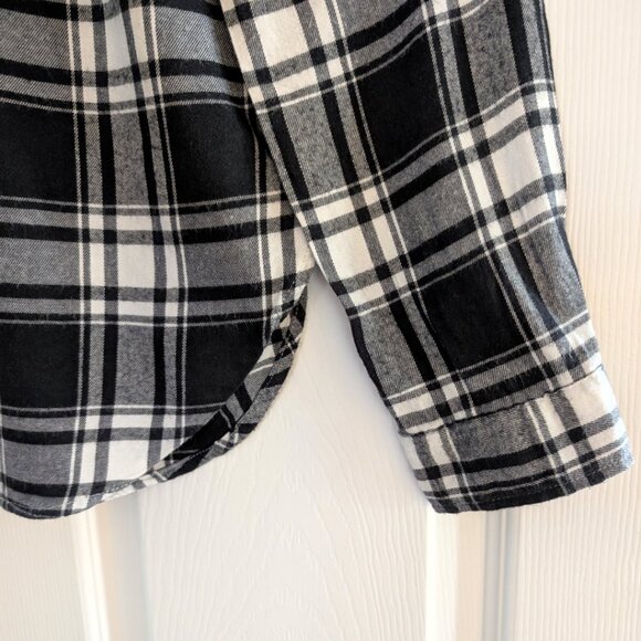 aerie plaid flannel shirt black white size XS - Picture 11 of 16